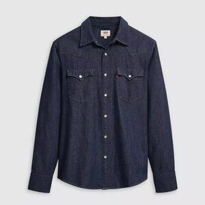 Levi's Dark Blue Denim Pearl Snap Shirt Medium
